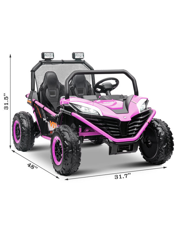 24V Kids 2-Seater Off-Road Ride-On UTV Car with 400W Motor, EVA Wheels, and Remote Control - Purple
