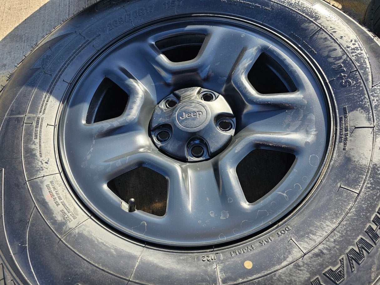 17" Jeep Wrangler Rubicon Sahara OEM wheels rims 9240 9220 black 2022 2023 2024 Texas Truck Tire