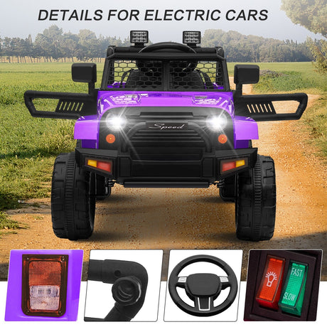 12V Kids Ride-On Power Wheels Remote Control Truck Vehicle Purple