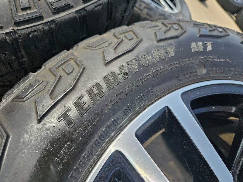 20" GMC Sierra Yukon AT4X Silverado OEM 5914 wheels rims TERRITORY M/T Texas Truck Tire