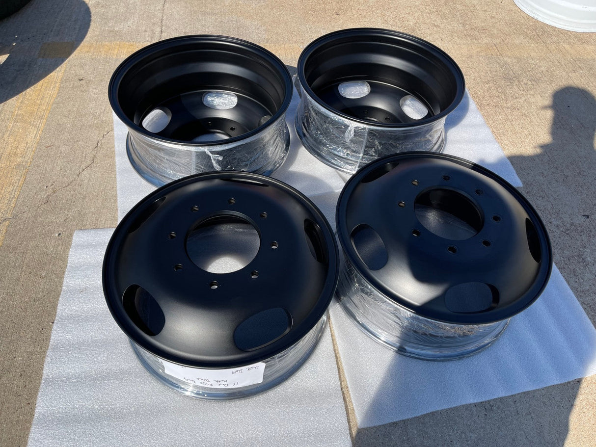17" Ford F-350 Dually OEM 3618 3619 black rims wheels NEW Texas Truck Tire
