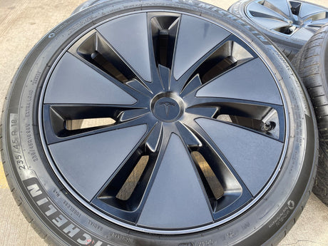18" Tesla Model 3 OEM Photon 95910 wheels rims 2024 2025 2026 2027 NEW MICHELIN Texas Truck Tire
