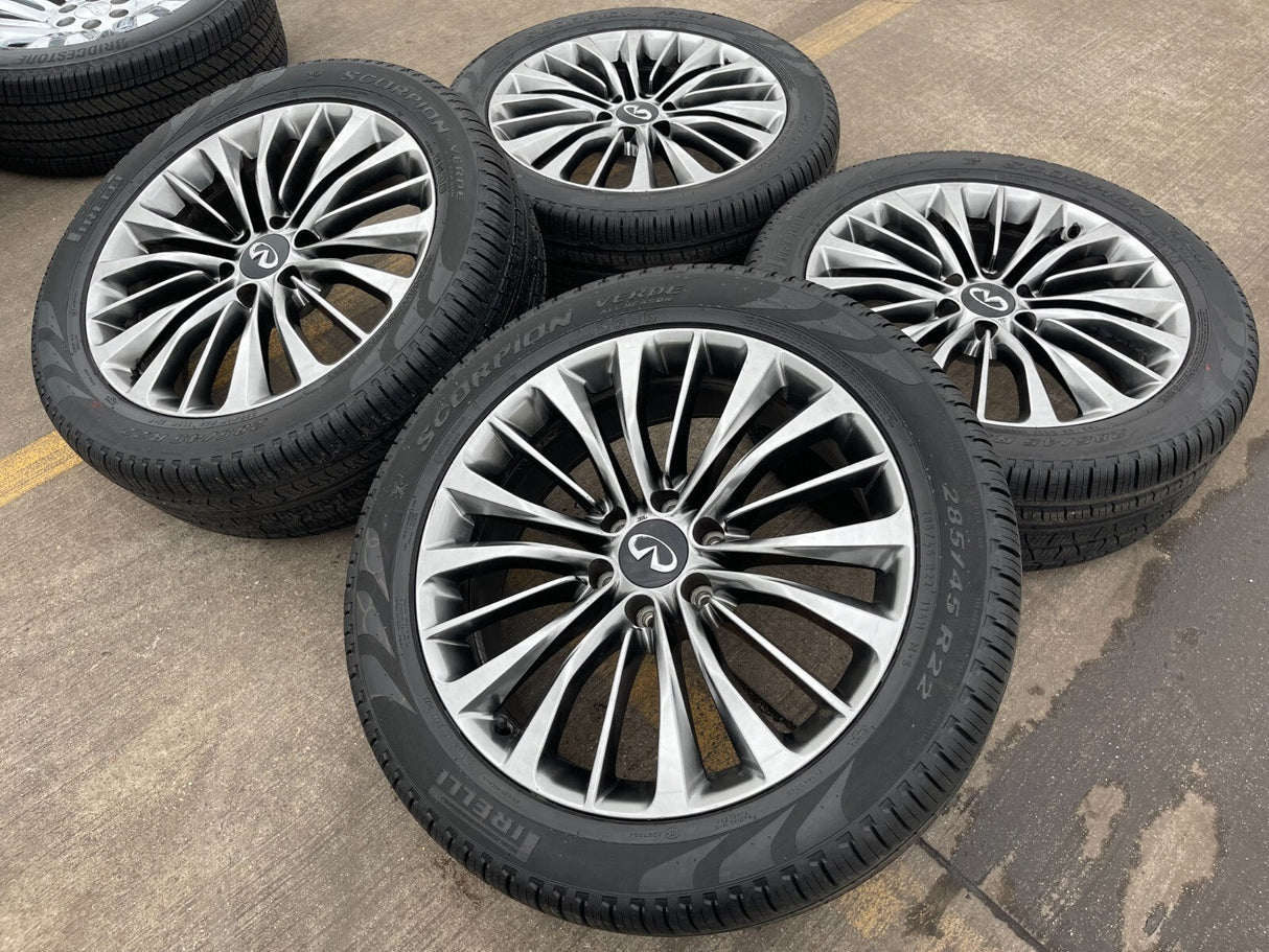 22" Infiniti QX80 QX56 Nissan Titan OEM wheels rims 73807 tires NEW Texas Truck Tire