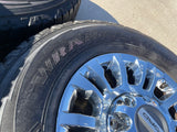 18" Ford F-250 F-350 OEM rims wheels 10290 chrome tires GOODYEAR WORKHORSE A/T Texas Truck Tire
