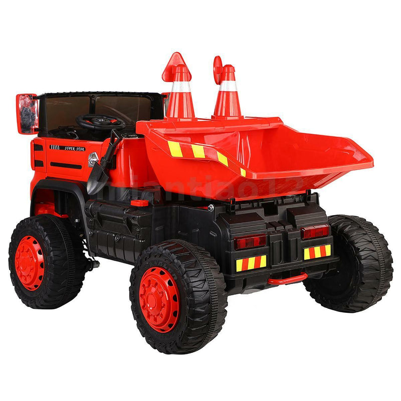12V Electric Construction Toy - Dump Truck with Moving Bed and Shovel