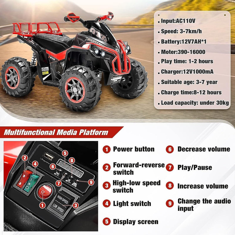 Electric Kids ATV Four Wheeler Cutrimoto for Children 3 to 7 Years Old - Perfect Gifts for Boys and Girls