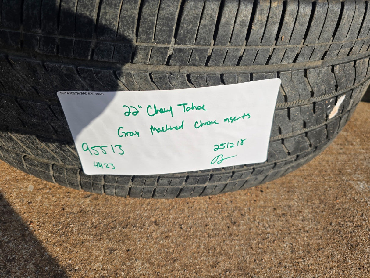 22" GMC Yukon Chevy Tahoe Escalade OEM chrome 95513 wheels rims BRIDGESTONE Texas Truck Tire
