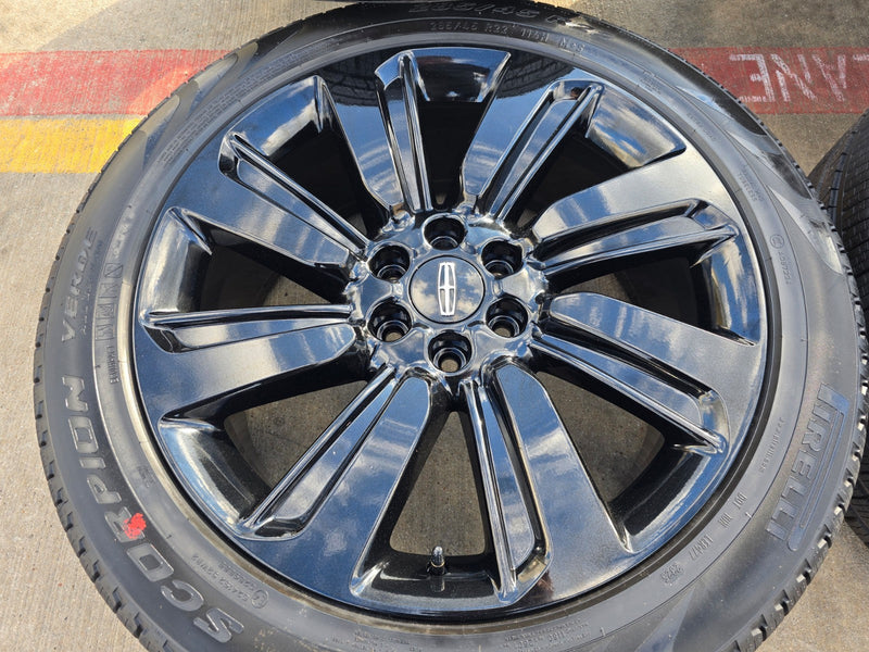 22" Lincoln Navigator OEM rims wheels Black Label 95384 10496 tires PIRELLI NEW Texas Truck Tire