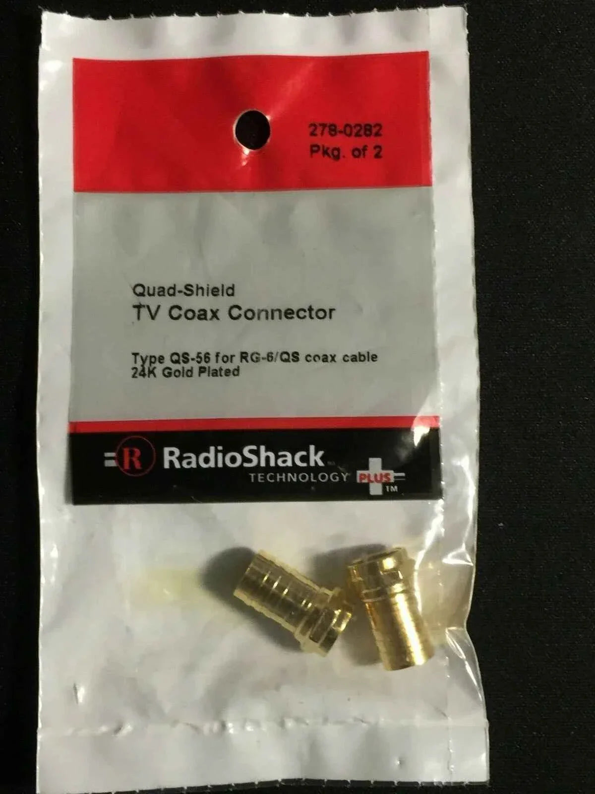 RadioShack QS-56 TV Coax Connector for RG-6/QS Cable Gold-Plated Type 278-0282 TekShack