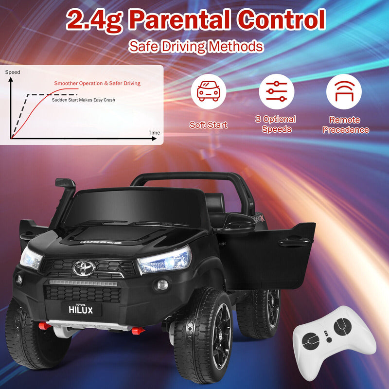 Licensed Toyota Hilux Ride On Truck Car 2-Seater 4WD with Remote Control - Painted Black
