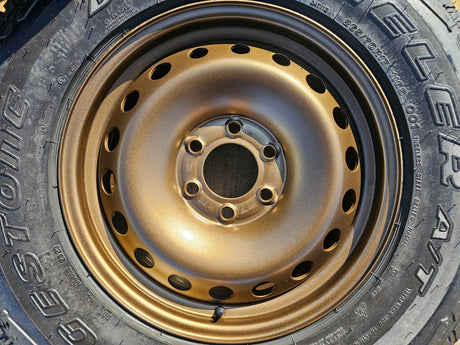 17" INEOS Grenadier OEM steel wheels rims BRONZE tires 2024 2025 2026 NEW Texas Truck Tire