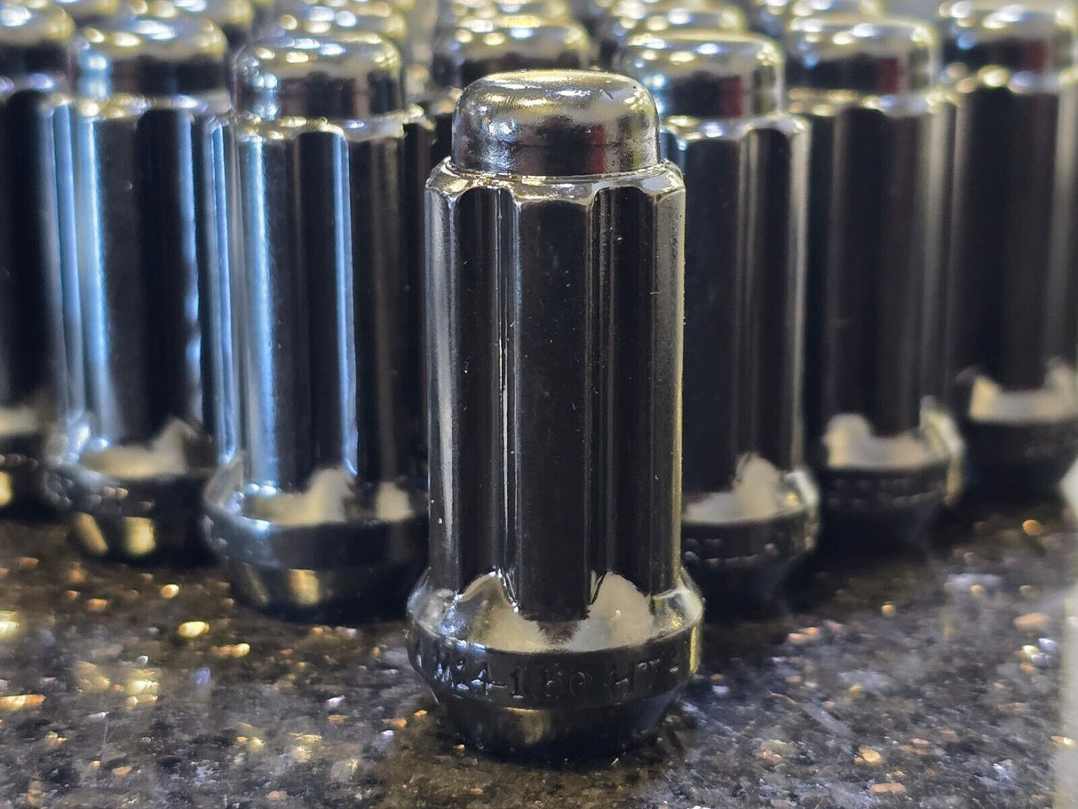 (32) 14x1.5 lug nuts black RAM 2500 3500 Chevy Silverado GMC Sierra lugs Texas Truck Tire