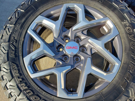 20" GMC Sierra Yukon AT4 Tahoe Silverado OEM 95369 wheels rims TOYO 34" Texas Truck Tire