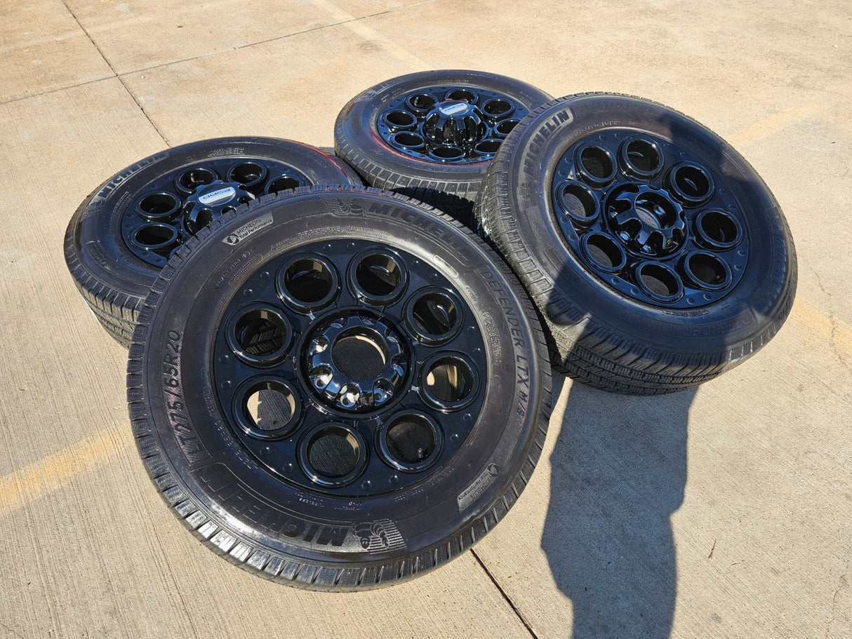 20" Ford F-250 F-350 OEM black TREMOR 10299 10484 wheels rims MICHELIN DEFENDER Texas Truck Tire