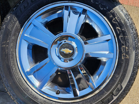 20" Chevy Silverado Tahoe Suburban chrome OEM 5416 wheels rims tires Texas Truck Tire