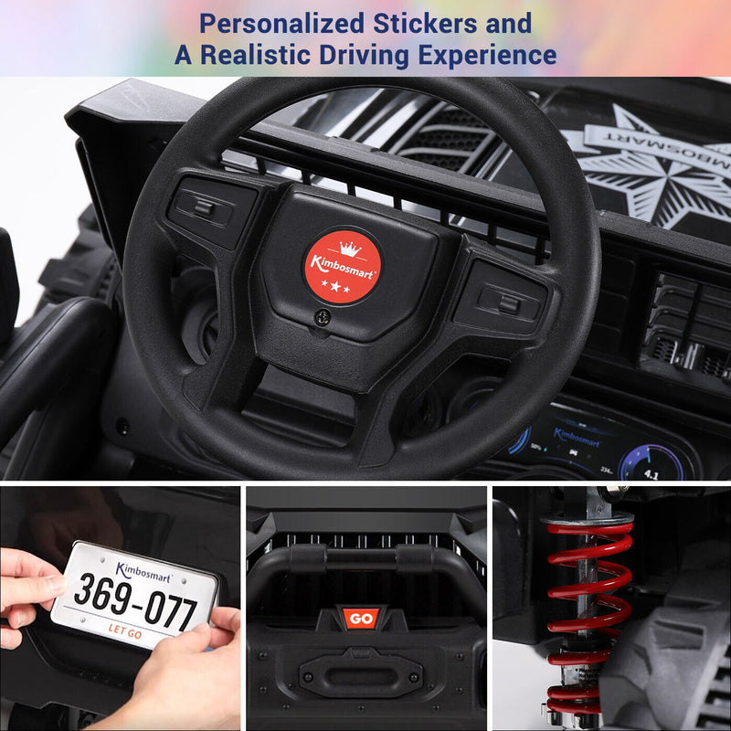 Kimbosmart 24V Electric Battery-Powered Children's Ride-On Vehicle Truck Featuring LED Lights, MP3 Player, and Bluetooth Connectivity