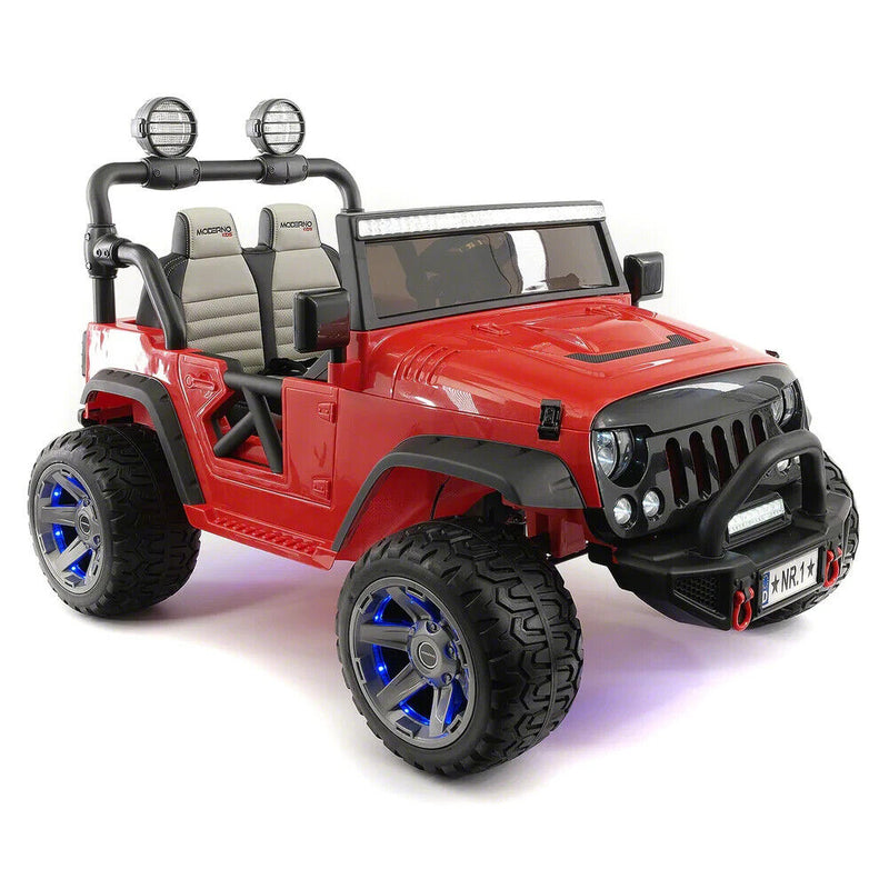 12V CHILDREN'S RIDE-ON JEEP TRUCK CAR, DUAL POWERFUL MOTORS, TWO SEAT CAPACITY, HIGH-GRIP TYRES, LED LIGHTS & REMOTE CONTROL