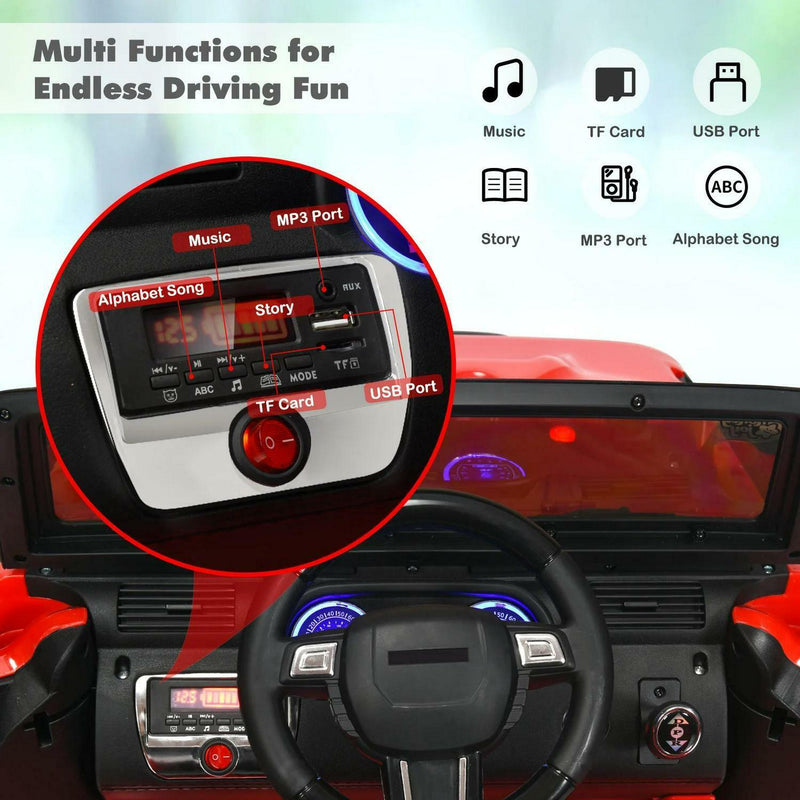2-Seater Battery-Powered Jeep Car for Kids with Parental Remote Control - Red