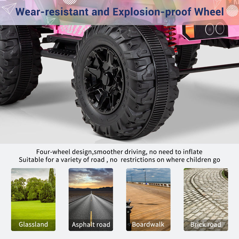 Kimbosmart 24V 4WD Children's Electric Ride-On Truck with Remote Control and Battery Level Alert