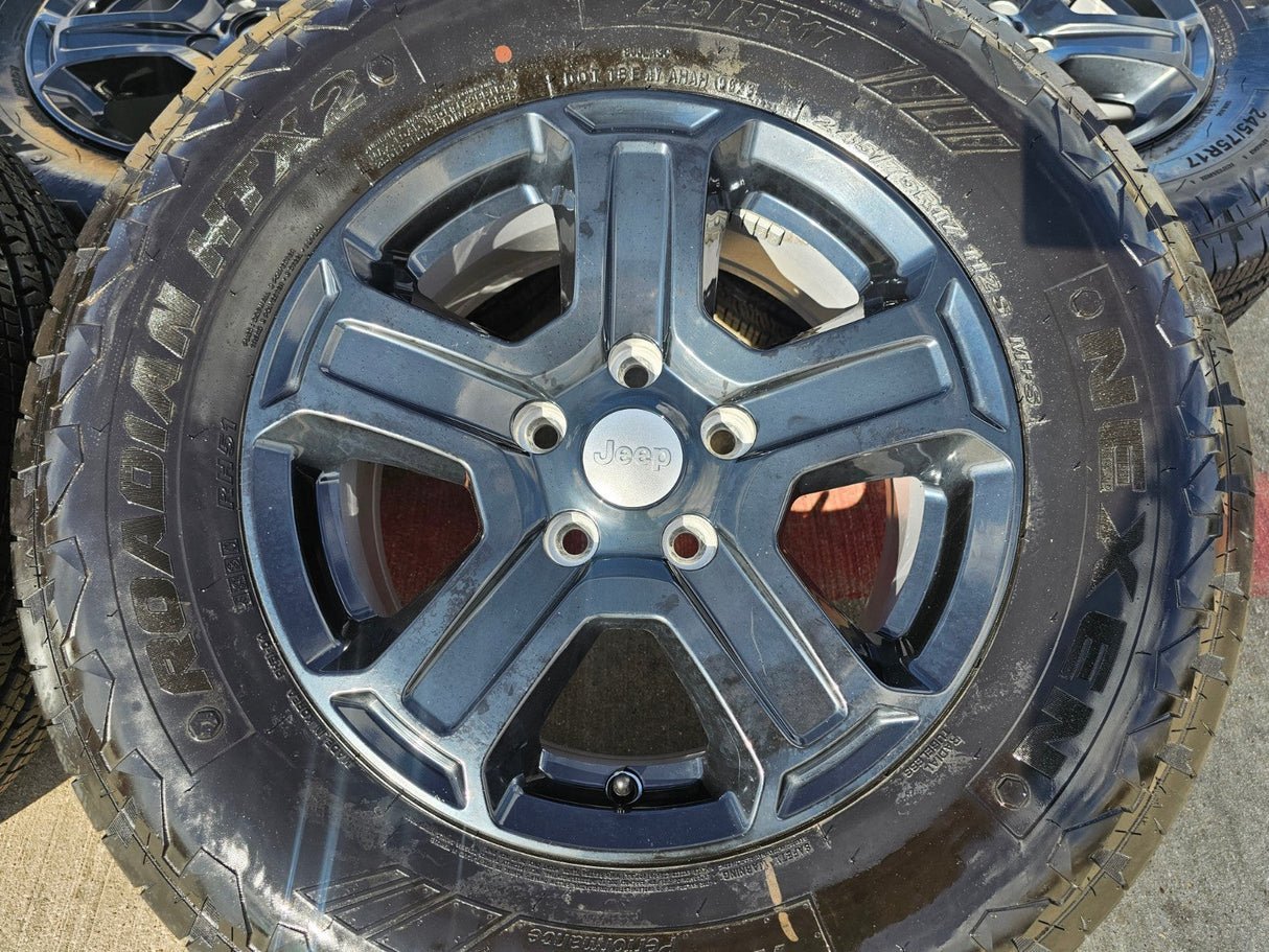 17" Jeep Wrangler Rubicon OEM wheels rims 9216 Gladiator tires NEXEN NEW Texas Truck Tire