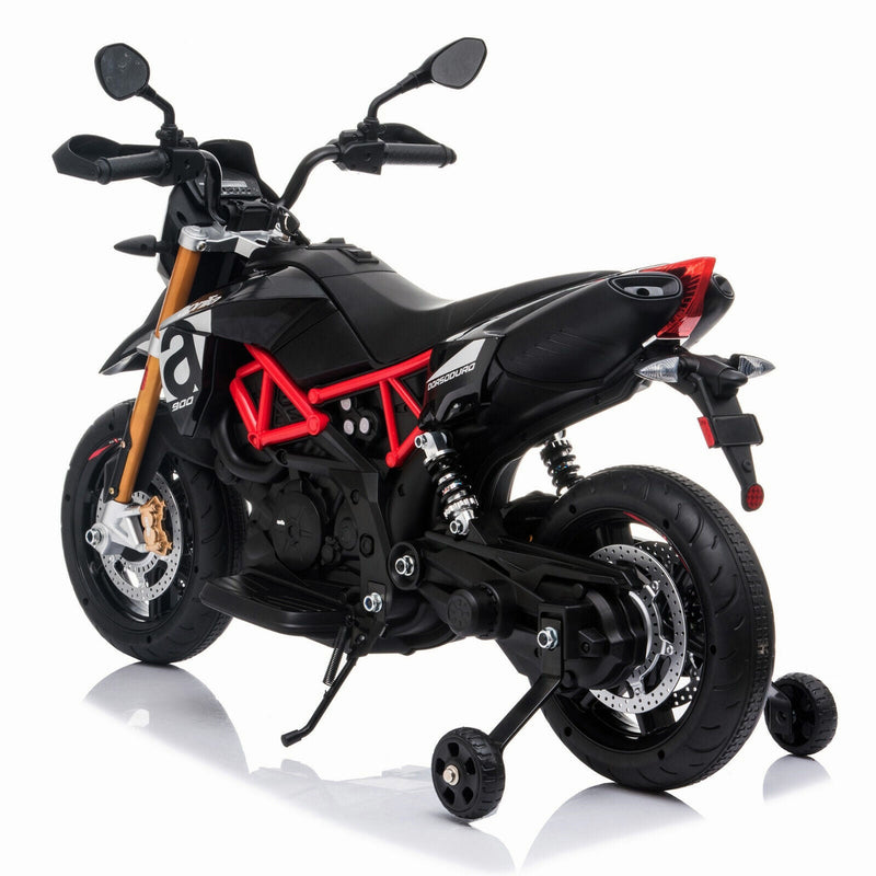 TOBBI 12V Aprilia Licensed Electric Ride-On Motorcycle for Kids with Training Wheels