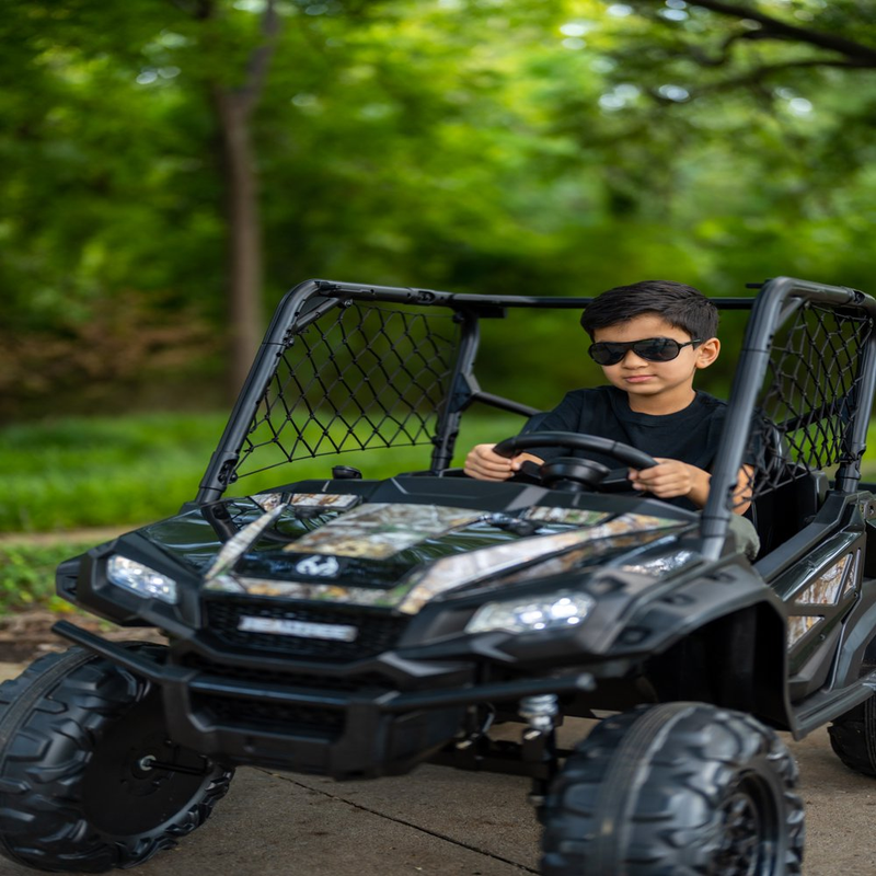 24V Electric UTV for Two Riders with Large Storage Compartment Dual Drive Option - Jet Black