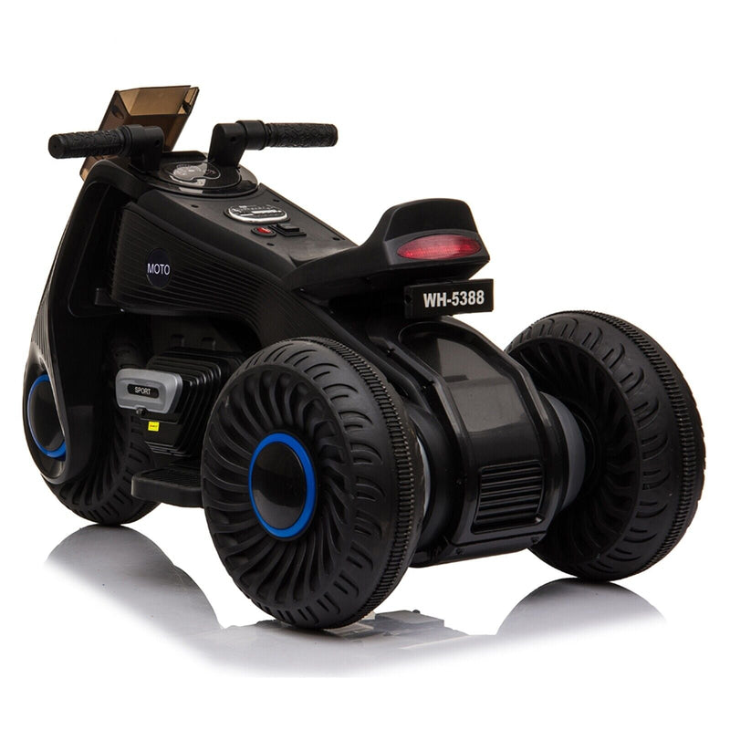 Black 3-Wheel Double Drive Electric Motorcycle for Kids