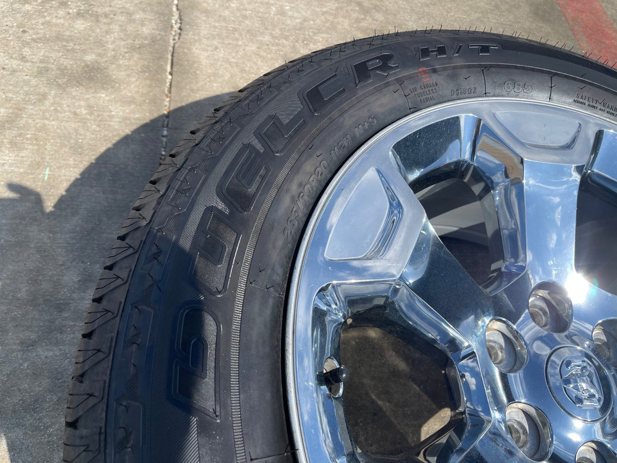 20" Dodge Ram 1500 OEM Laramie CHROME 2680 wheels rims 2025 2026 BRIDGESTONE NEW Texas Truck Tire