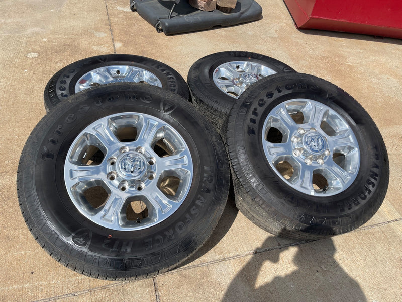 18" Ram 2500 3500 Laramie Power Wagon OEM wheels rims 2692 FIRESTONE H/T2 CLEAN Texas Truck Tire