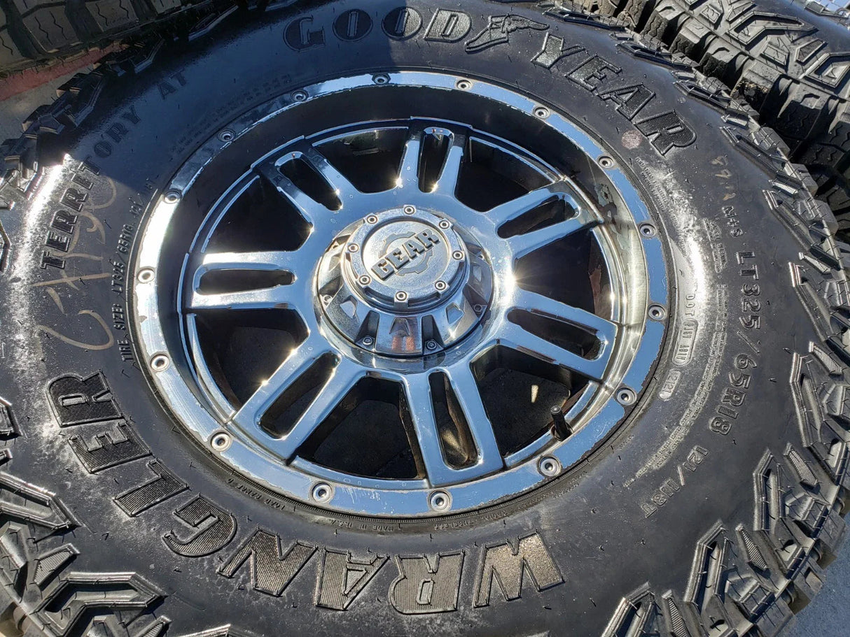 18x9 GEAR 737 wheels rims tires Ford F-150 Chevy RAM 1500 Tacoma 6x139 6x135 Texas Truck Tire