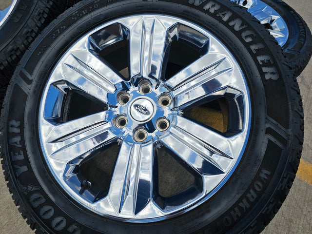 20" Ford F-150 Expedition OEM Lariat rims wheels 10171 CHROME NICE SET Texas Truck Tire