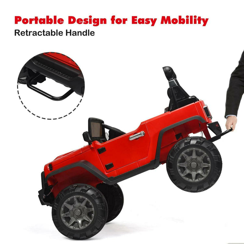 2-Seater Battery-Powered Jeep Car for Kids with Parental Remote Control - Red