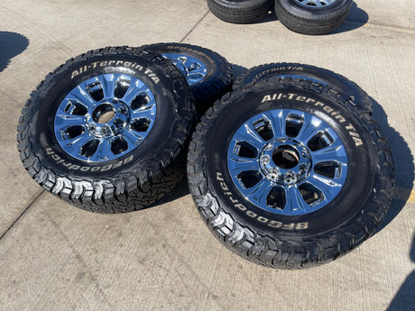 18" Ford F-250 F-350 OEM rims wheels 10097 CHROME tires BFG KO3 A/T Texas Truck Tire