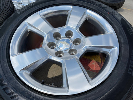 20" Chevy Silverado Tahoe Suburban OEM 5652 wheels rims tires PIRELLI A/T Texas Truck Tire