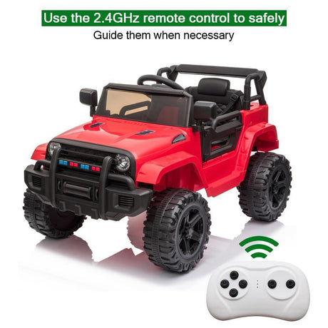 Electric 12V Red Kids Ride-On Truck with 2.4G Remote Control and 3 Speed Modes
