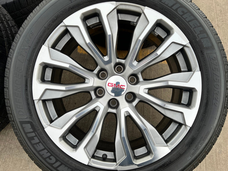 22" GMC Yukon Sierra DENALI OEM wheels rims 14025 97000 tires MICHELIN Texas Truck Tire