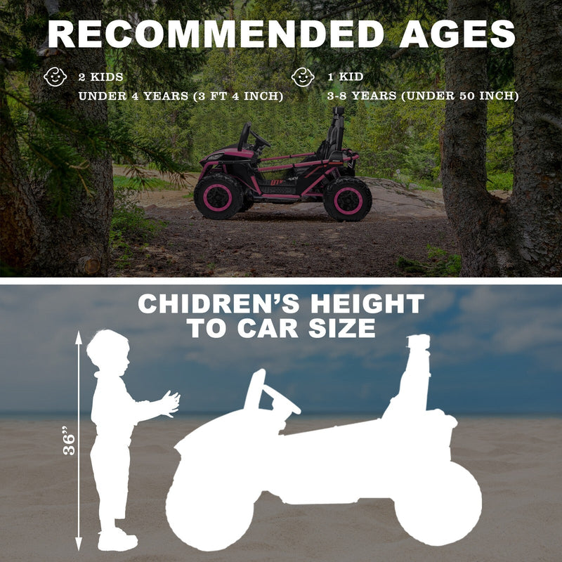24V Kids 2-Seater Pink Ride-On UTV Toy with 400W Motor, Metal Frame, and EVA Wheels