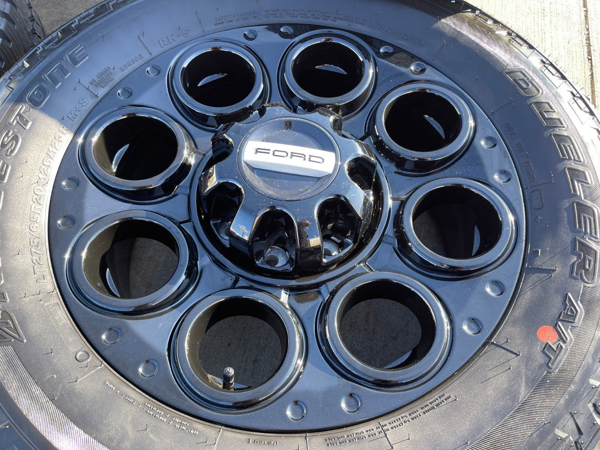 20" Ford F-250 F-350 OEM black TREMOR 10484 10299 wheels rims BRIDGESTONE NEW Texas Truck Tire