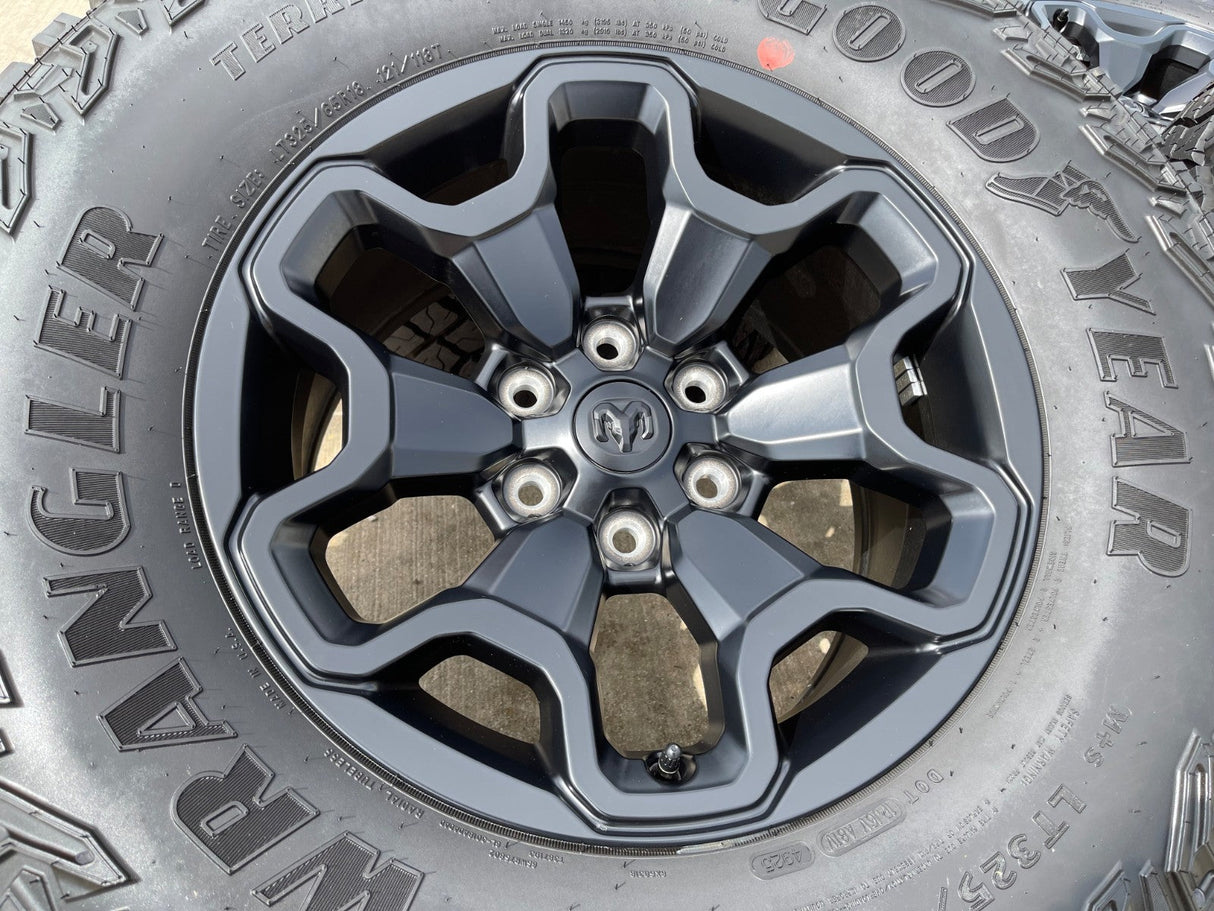 18" Dodge Ram 1500 TRX RHO Black OEM 66002 wheels rims TERRITORY A/T 35" NEW Texas Truck Tire