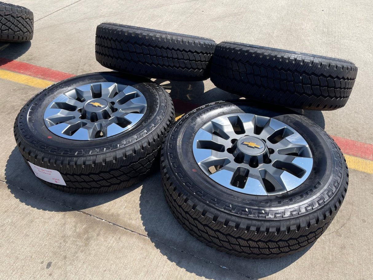 20" Chevy Silverado 2500 3500 OEM 5960 5947 GMC Sierra wheels rims tires NEW Texas Truck Tire