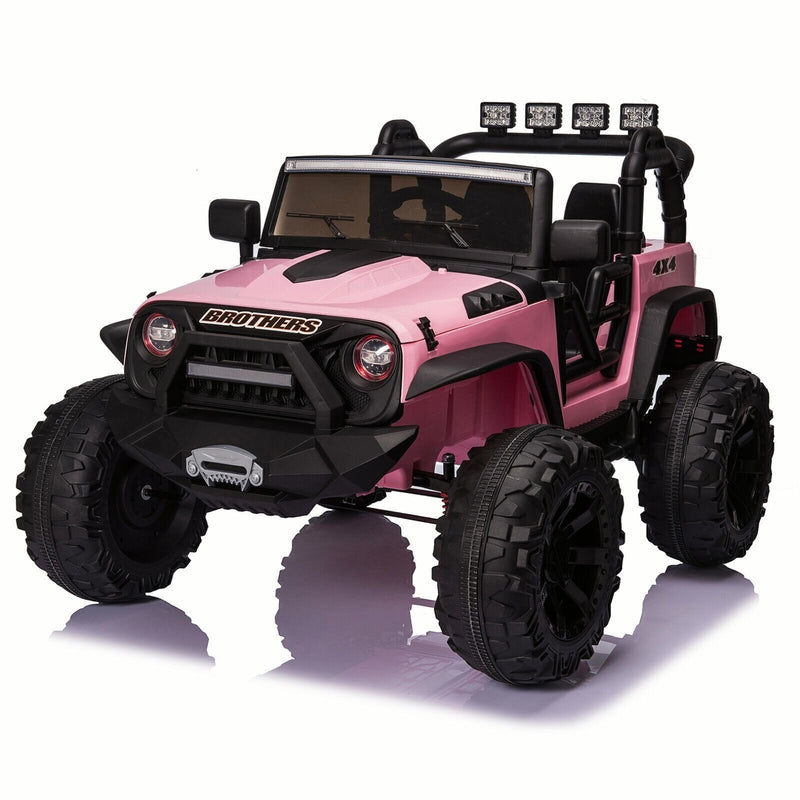 2 Seater 24V Kids Ride On Truck with Remote Control, LED Lights, and 3 Speeds - 2x200W Power