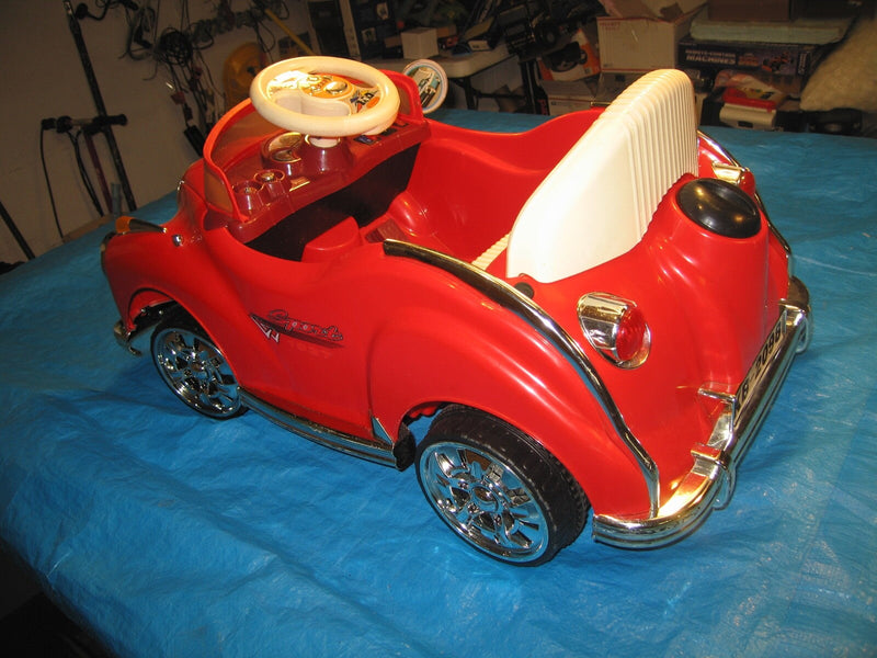 6V Red Kids Ride-On Car with Chrome Details, Mercedes Style Collectible Design