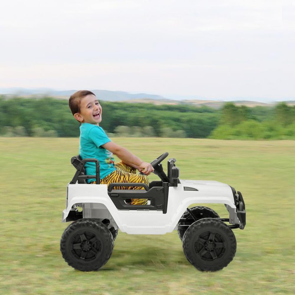 White 12V Electric Ride On Car for Kids with Music and Remote Control - 4 Wheels Fun Toy