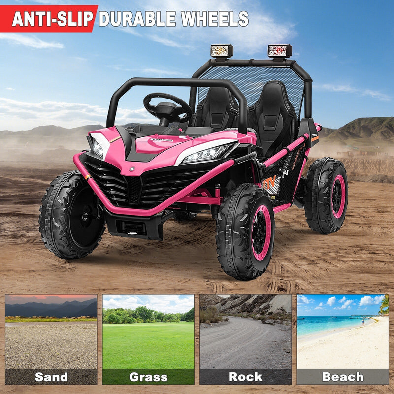 24V Kids 2-Seater Ride-On UTV Truck with 300W Motor, Remote Control, and EVA Tires - Pink