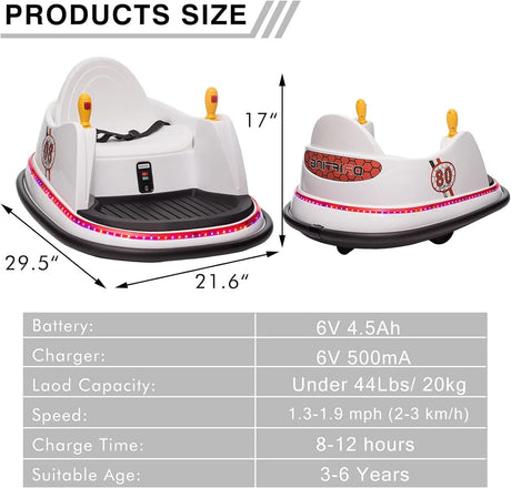 6V Electric Ride-On Bumper Car with Remote Control for Kids and Toddlers