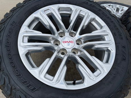 20" GMC Yukon Sierra Tahoe Silverado OEM 2120 14024 wheels rims BFG KO2 A/T 33" Texas Truck Tire
