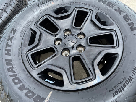 17" Jeep Wrangler Gladiator OEM wheels rims 9118 black tires NEW Texas Truck Tire