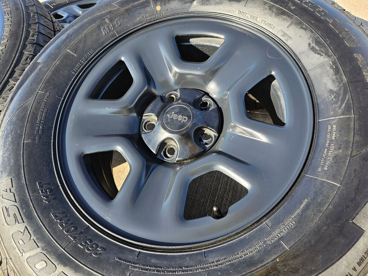 17" Jeep Wrangler Rubicon Sahara OEM wheels rims 9240 9220 black 2022 2023 2024 Texas Truck Tire