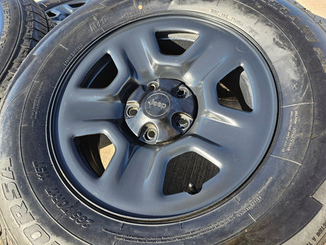 17" Jeep Wrangler Rubicon Sahara OEM wheels rims 9240 9220 black 2022 2023 2024 Texas Truck Tire