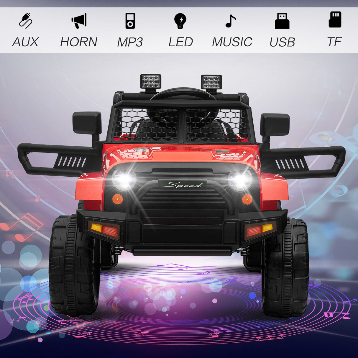 12V Kids Ride-On Truck with Remote Control, Power Wheels, and LED Lights